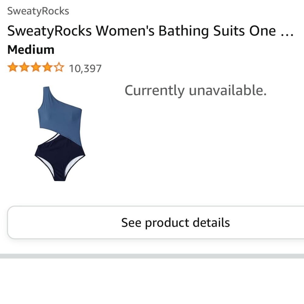Two tone one piece swim suite from Amazon